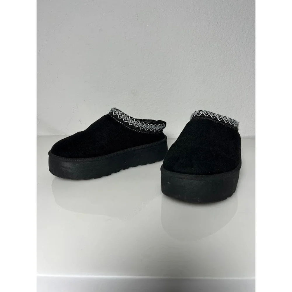 Olivia & Kate Stormy Platform Slipper Mules 13 Black Kids Cozy Faux Suede